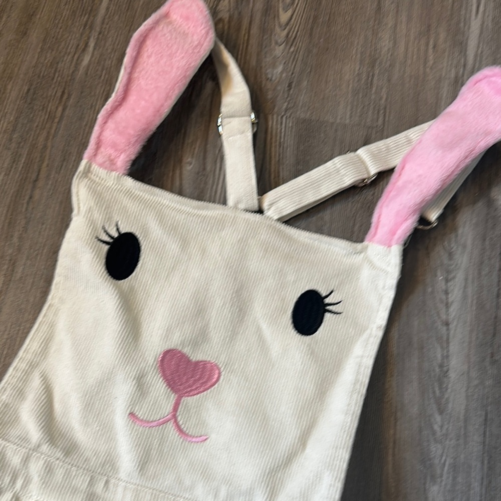 Sugar Thrillz Cream and Pink Bunny pinafore Dress - Picture 2 of 10